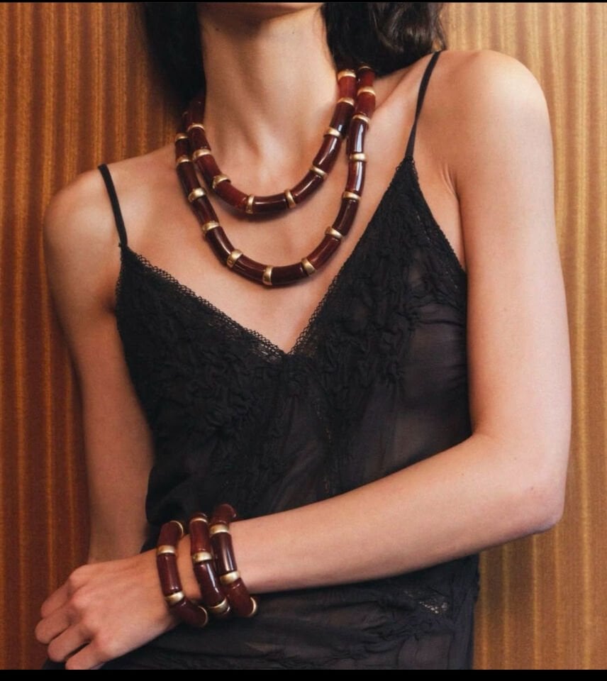 Kahverengi Akik Rengi Kemik Kolye