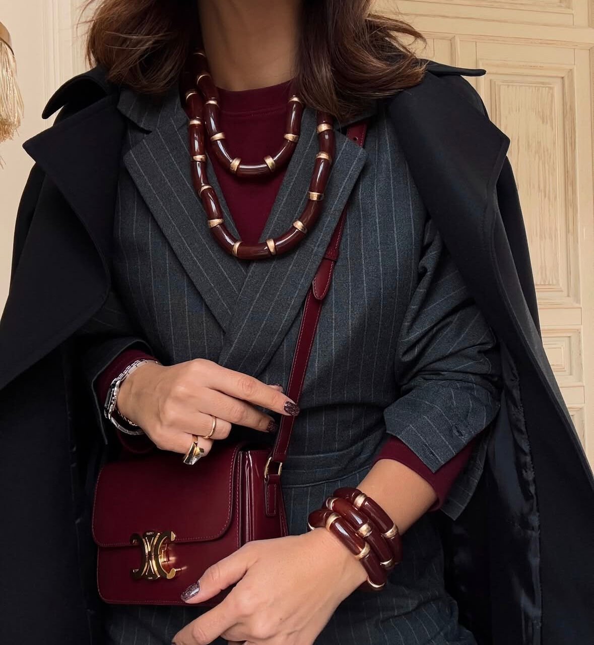 Kahverengi Akik Rengi Kemik Kolye