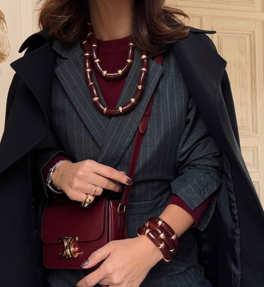 Kahverengi Akik Rengi Kemik Kolye